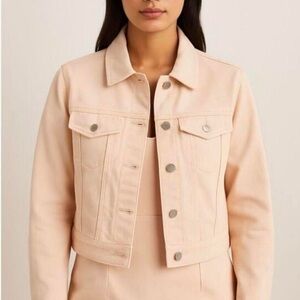 New Avec Les Filles Womens Light Orange Cropped Denim Jacket